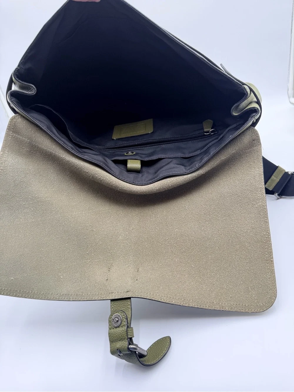 Coach Hudson F36810 Olive Saddle Pebbled Leather Messenger Laptop Bag